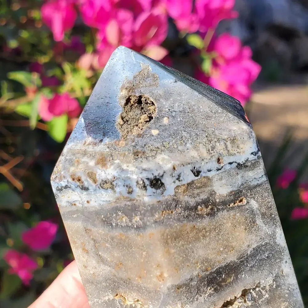 Ocean Jasper Blue Pink Druzy Sea Crystal Tower Point 508 grams
